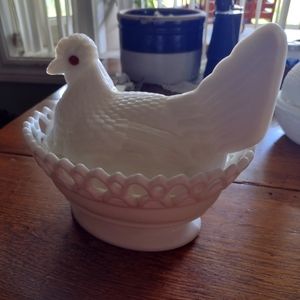 Antique Milk Glass hen